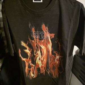 Kith Charcoal Tee with Fiery Graphic